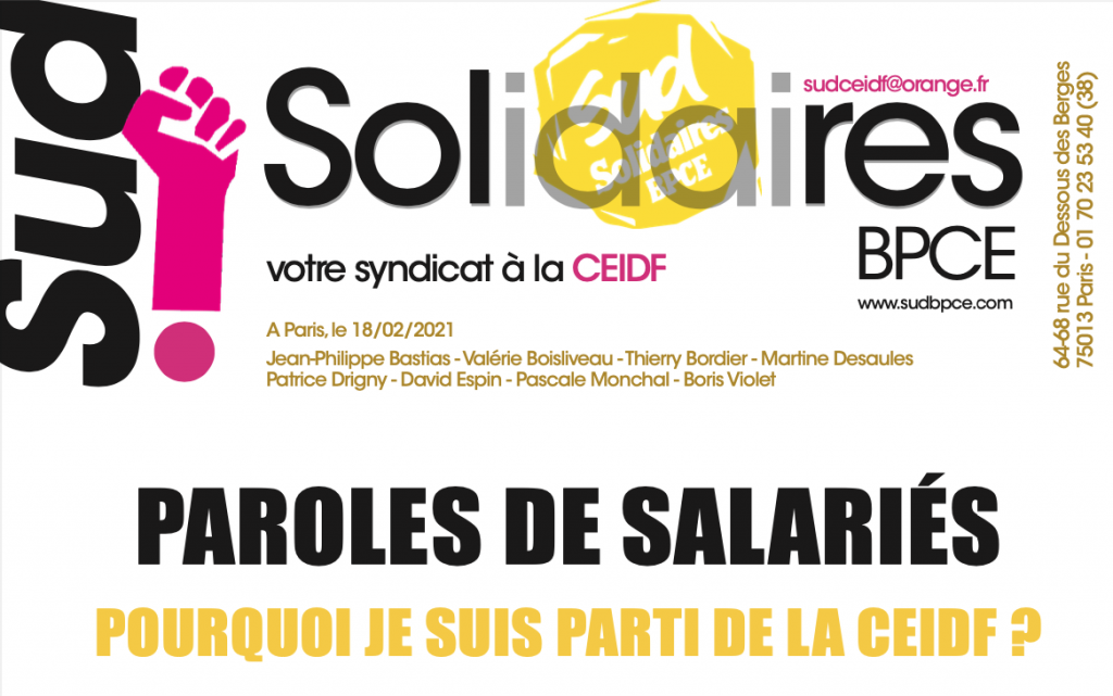 CEIDF – ET REVOILA LES BOULES PUANTES - Sud Solidaires BPCE